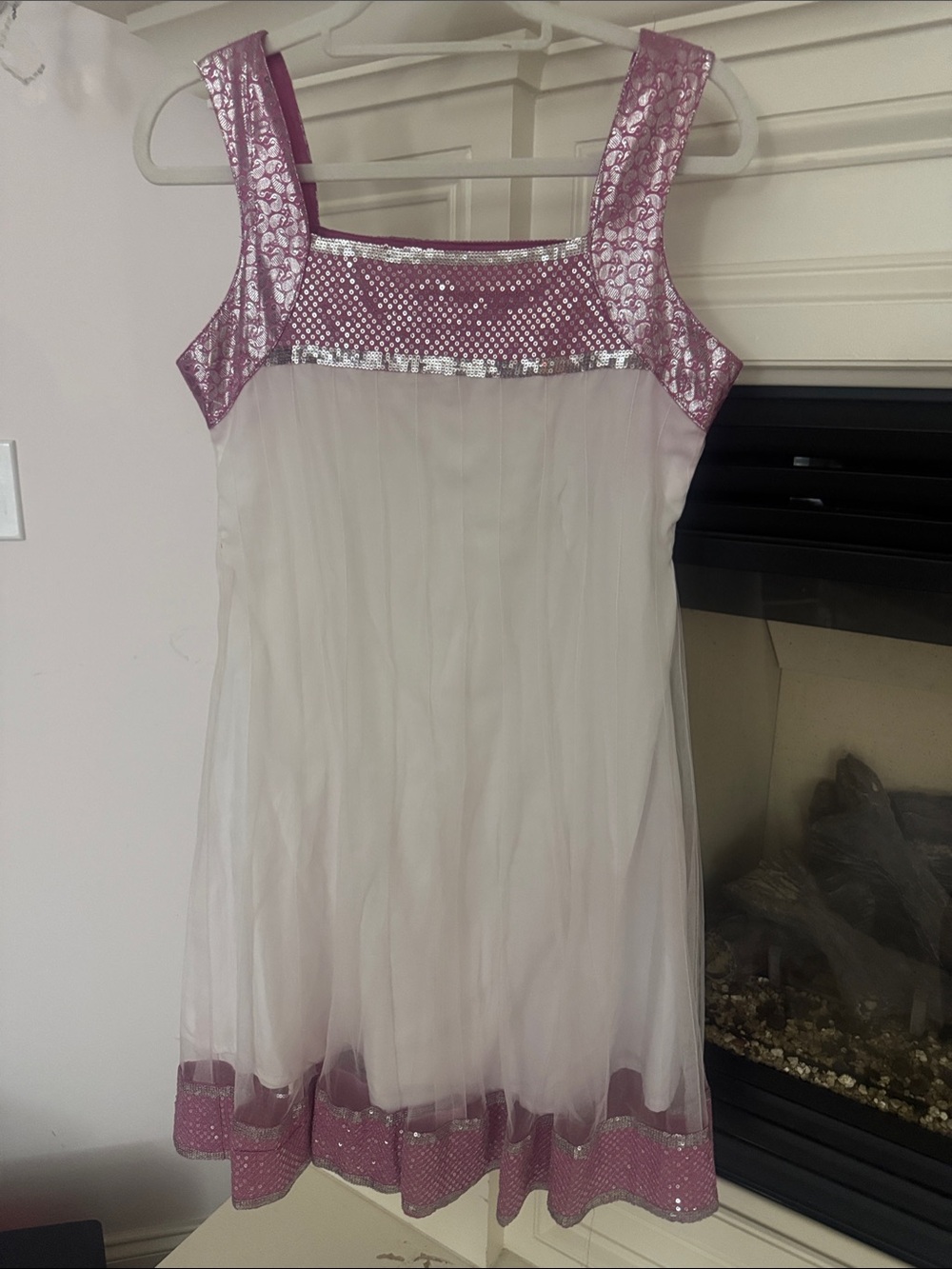 Sparkling Pink and White Sleeveless Party Dress